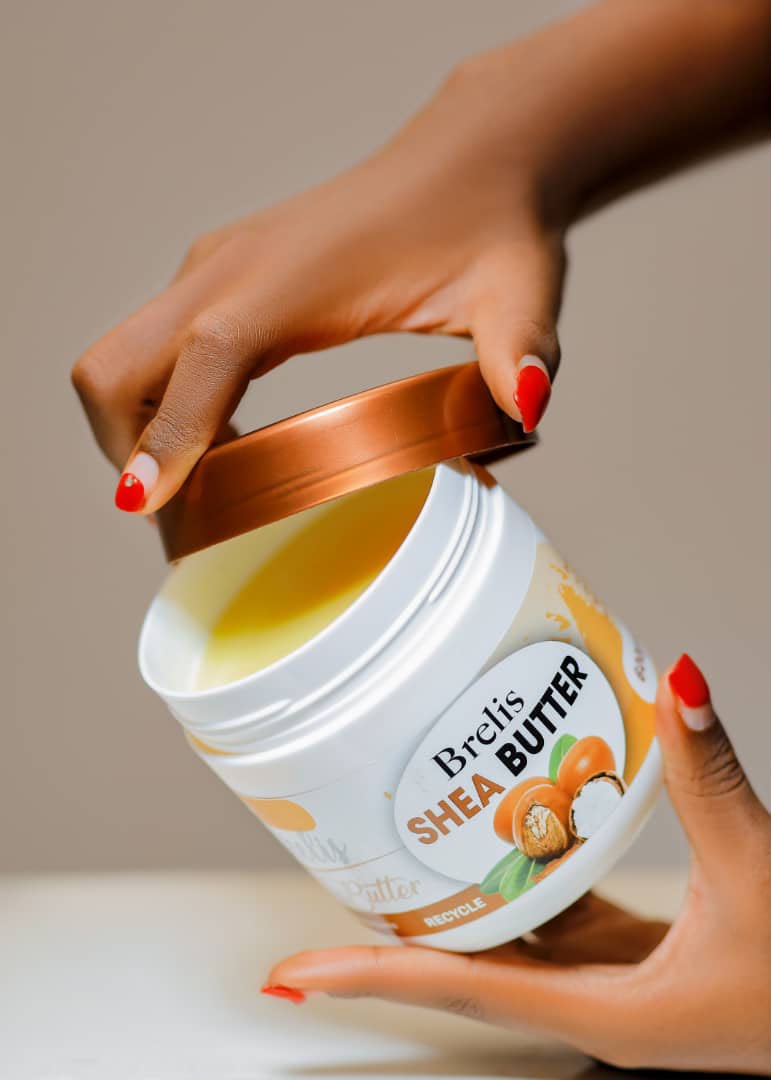 Brelis Shea Butter 350g open jar of cold-pressed shea butter